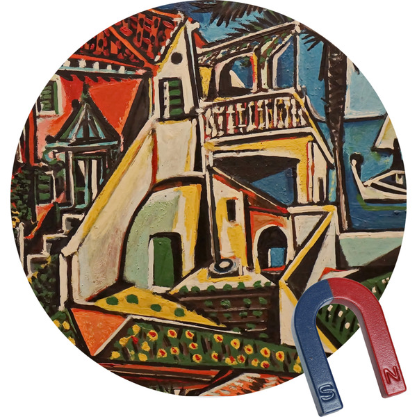 Custom Mediterranean Landscape by Pablo Picasso Round Fridge Magnet