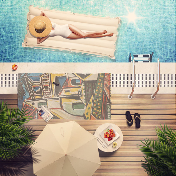 Mediterranean Landscape by Pablo Picasso Pool Towel Lifestyle