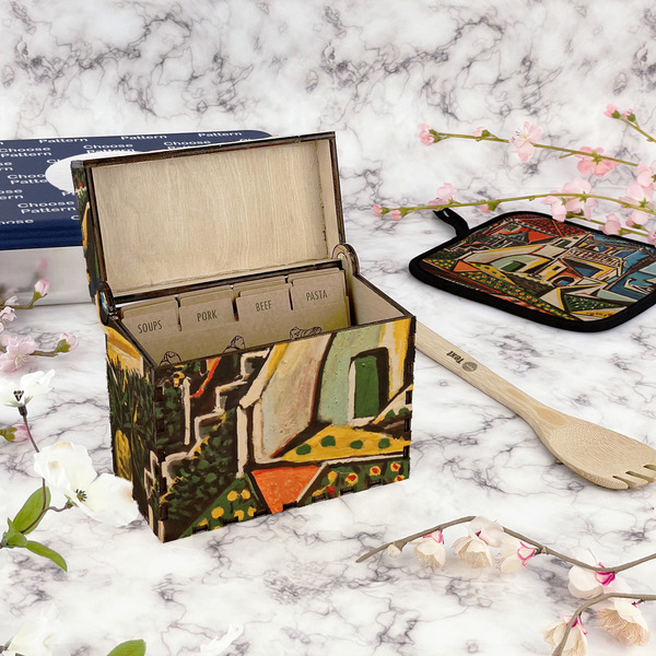 Mediterranean Landscape by Pablo Picasso Recipe Box - Full Color - In Context