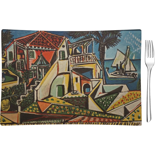 Custom Mediterranean Landscape by Pablo Picasso Rectangular Glass Appetizer / Dessert Plate - Single or Set