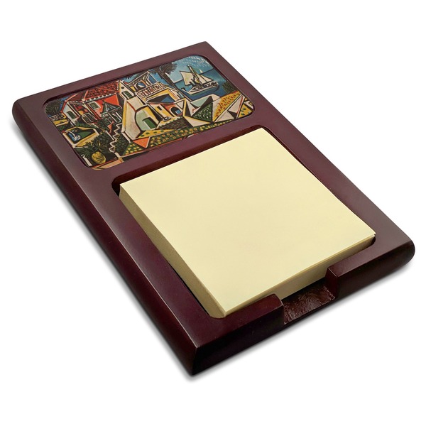 Custom Mediterranean Landscape by Pablo Picasso Red Mahogany Sticky Note Holder
