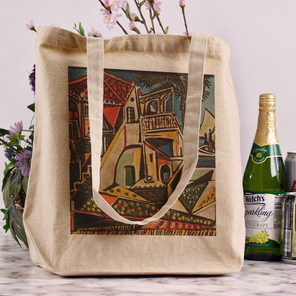 Mediterranean Landscape by Pablo Picasso Reusable Cotton Grocery Bag - In Context