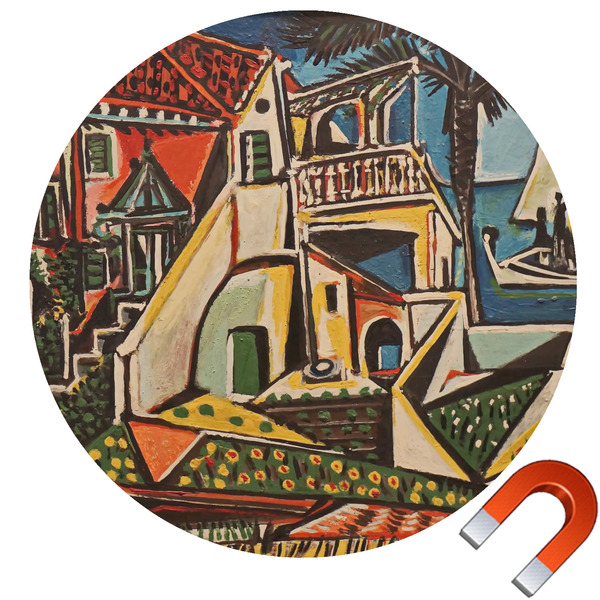 Custom Mediterranean Landscape by Pablo Picasso Round Car Magnet - 10"