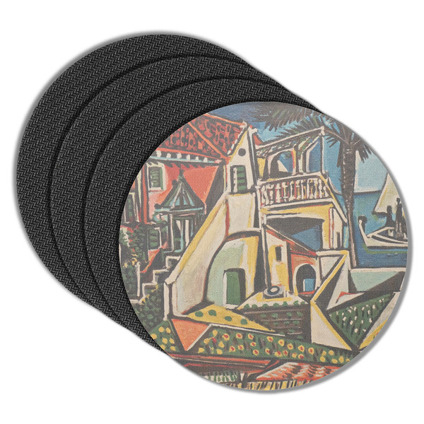 Custom Mediterranean Landscape by Pablo Picasso Round Rubber Backed Coasters - Set of 4