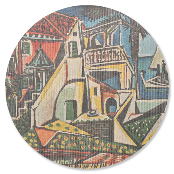Custom Mediterranean Landscape by Pablo Picasso Round Rubber Backed Coaster