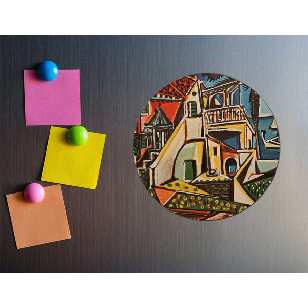 Mediterranean Landscape by Pablo Picasso Round Fridge Magnet - LIFESTYLE
