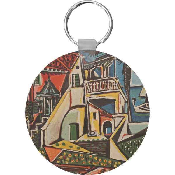 Custom Mediterranean Landscape by Pablo Picasso Round Plastic Keychain