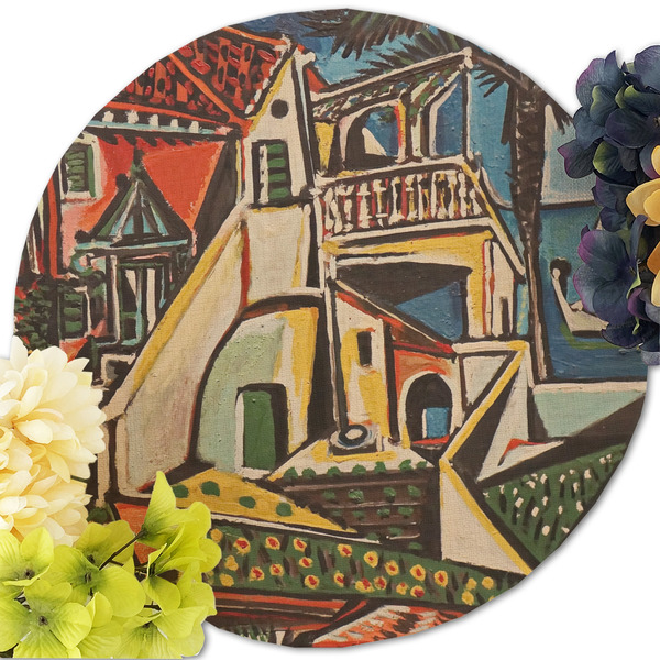Mediterranean Landscape by Pablo Picasso Round Linen Placemats - Front (w flowers)