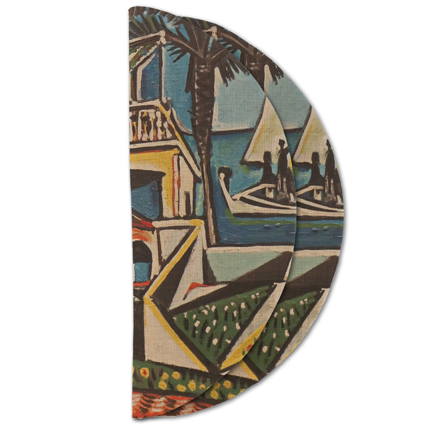 Mediterranean Landscape by Pablo Picasso Round Linen Placemats - HALF FOLDED (double sided)