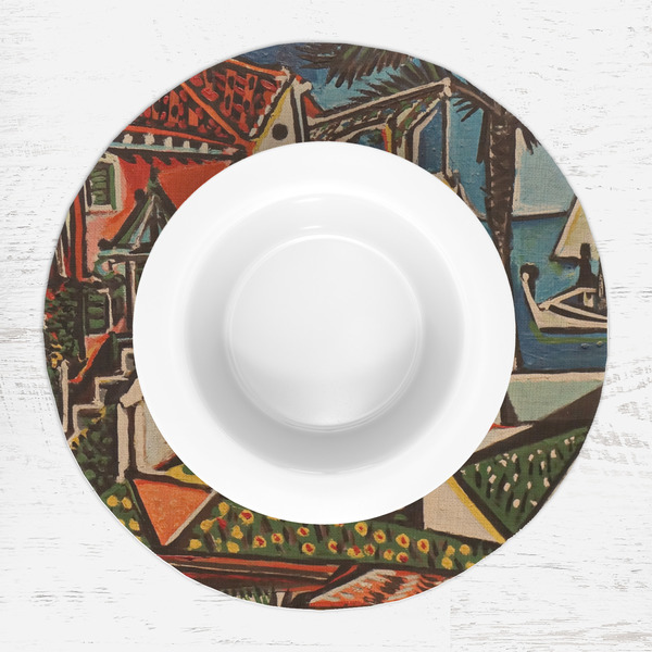 Mediterranean Landscape by Pablo Picasso Round Linen Placemats - LIFESTYLE (single)