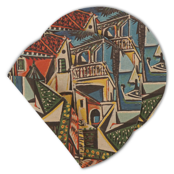 Custom Mediterranean Landscape by Pablo Picasso Round Linen Placemat - Double Sided - Set of 4