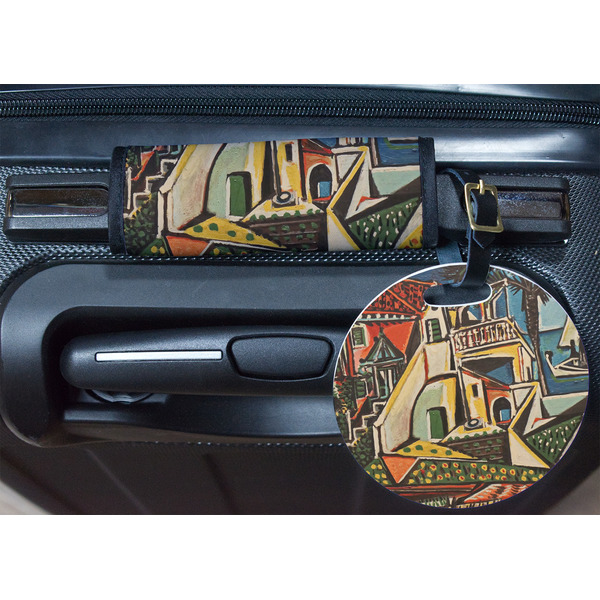 Mediterranean Landscape by Pablo Picasso Round Luggage Tag & Handle Wrap - In Context