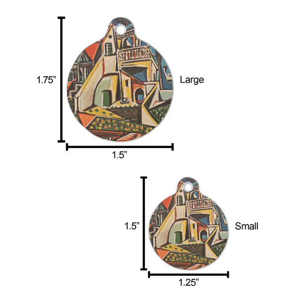 Mediterranean Landscape by Pablo Picasso Round Pet ID Tag - Large - Comparison Scale