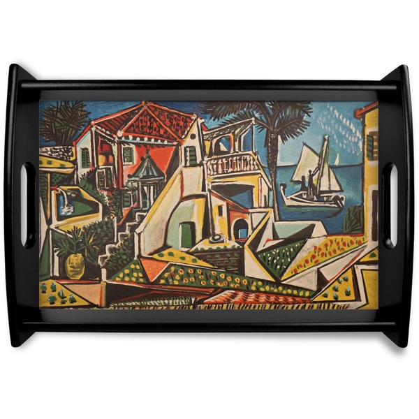Custom Mediterranean Landscape by Pablo Picasso Black Wooden Tray - Small