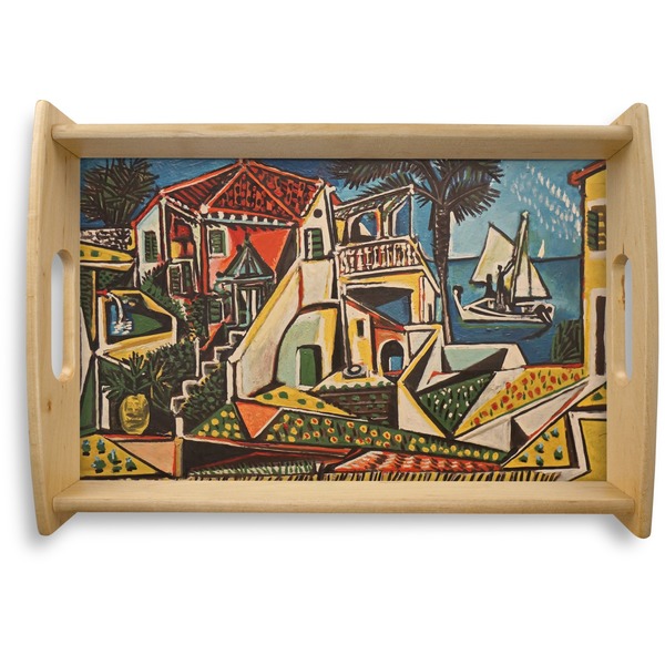 Custom Mediterranean Landscape by Pablo Picasso Natural Wooden Tray - Small