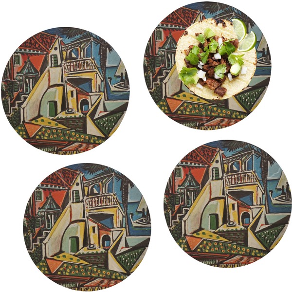 Custom Mediterranean Landscape by Pablo Picasso Set of 4 Glass Lunch / Dinner Plate 10"