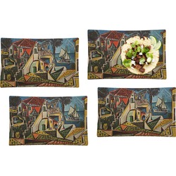 Mediterranean Landscape by Pablo Picasso Set of 4 Glass Rectangular Lunch / Dinner Plate