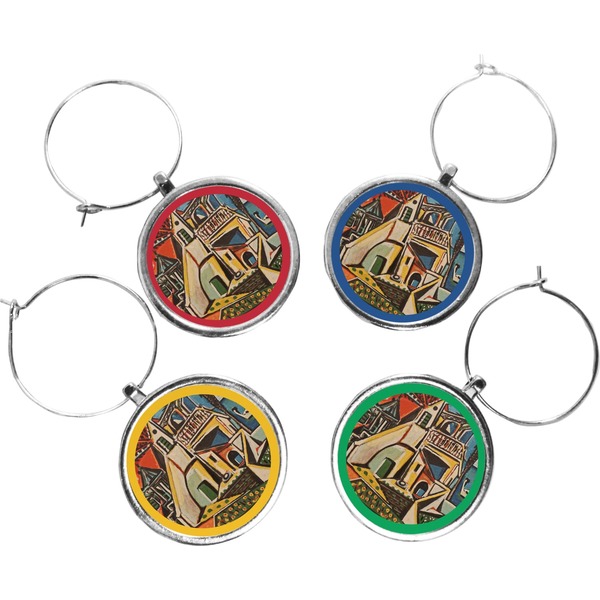 Custom Mediterranean Landscape by Pablo Picasso Wine Charms (Set of 4)