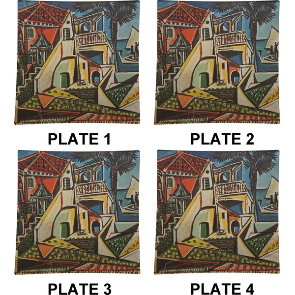 Mediterranean Landscape by Pablo Picasso Set of Square Dinner Plates (Approval)