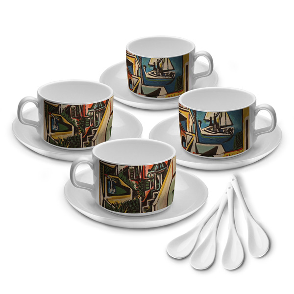 Custom Mediterranean Landscape by Pablo Picasso Tea Cup - Set of 4