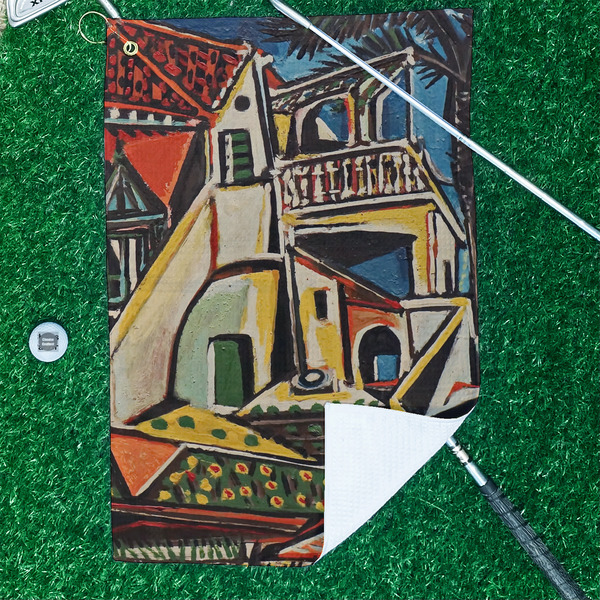 Mediterranean Landscape by Pablo Picasso Waffle Weave Golf Towel - In Context