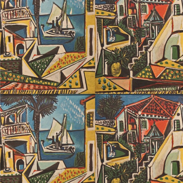 Custom Mediterranean Landscape by Pablo Picasso Wallpaper & Surface Covering (Peel & Stick 24"x 24" Sample)