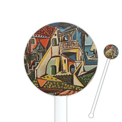 Mediterranean Landscape by Pablo Picasso 5.5" Round Plastic Stir Sticks - White - Double Sided