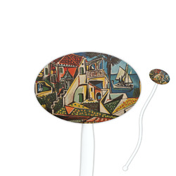 Mediterranean Landscape by Pablo Picasso 7" Oval Plastic Stir Sticks - White - Double Sided
