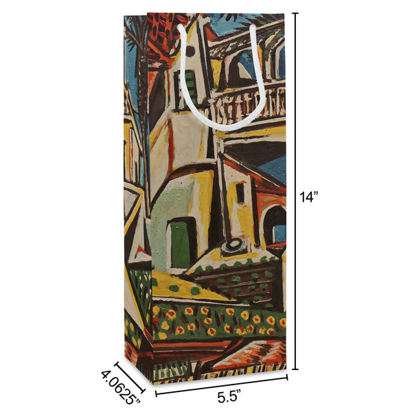 Mediterranean Landscape by Pablo Picasso Wine Gift Bag - Dimensions