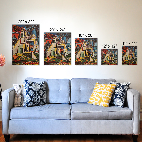 Mediterranean Landscape by Pablo Picasso Wood Prints - Size Comparison