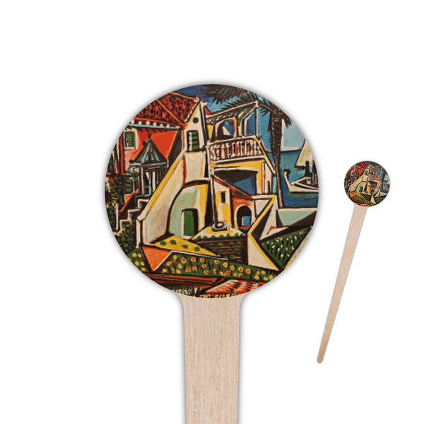 Custom Mediterranean Landscape by Pablo Picasso 4" Round Wooden Food Picks - Double Sided