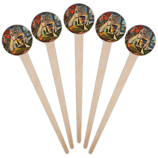 Mediterranean Landscape by Pablo Picasso Wooden 4" Food Pick - Round - Fan View