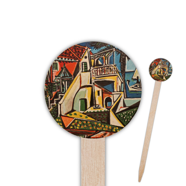 Custom Mediterranean Landscape by Pablo Picasso 6" Round Wooden Food Picks - Single Sided