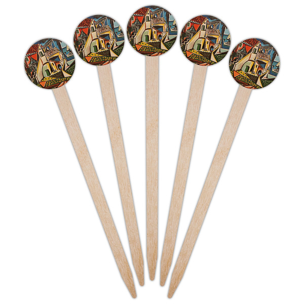 Mediterranean Landscape by Pablo Picasso Wooden 6" Food Pick - Round - Fan View
