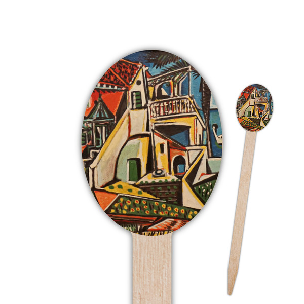 Custom Mediterranean Landscape by Pablo Picasso Oval Wooden Food Picks - Double Sided