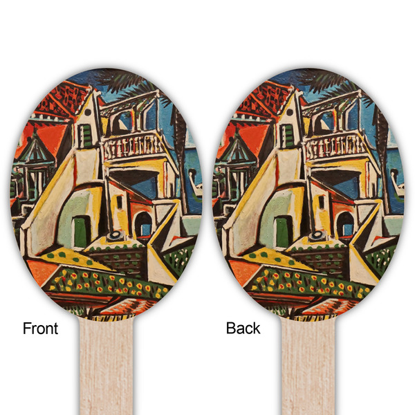 Mediterranean Landscape by Pablo Picasso Wooden Food Pick - Oval - Double Sided - Front & Back