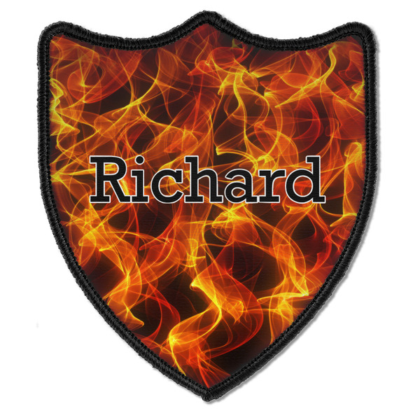 Custom Fire Iron On Shield Patch B w/ Name or Text