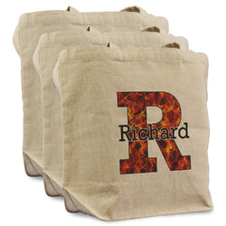 Fire Reusable Cotton Grocery Bags - Set of 3 (Personalized)