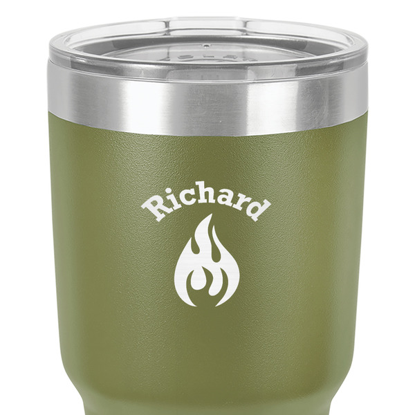 Fire 30 oz Stainless Steel Ringneck Tumbler - Olive - Close Up