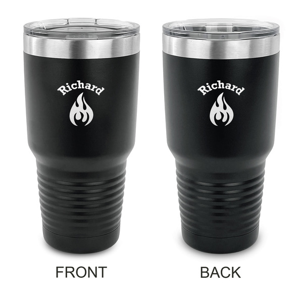 Custom Fire 30 oz Stainless Steel Tumbler - Black - Double Sided (Personalized)