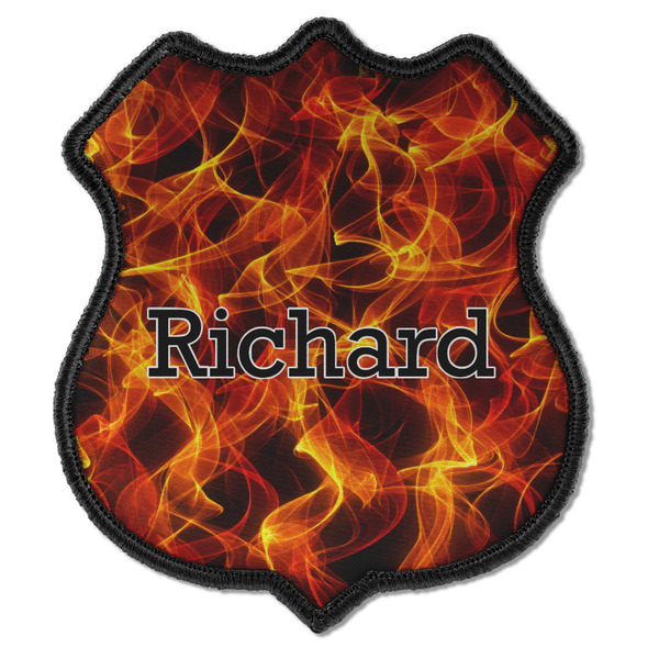 Custom Fire Iron On Shield Patch C w/ Name or Text