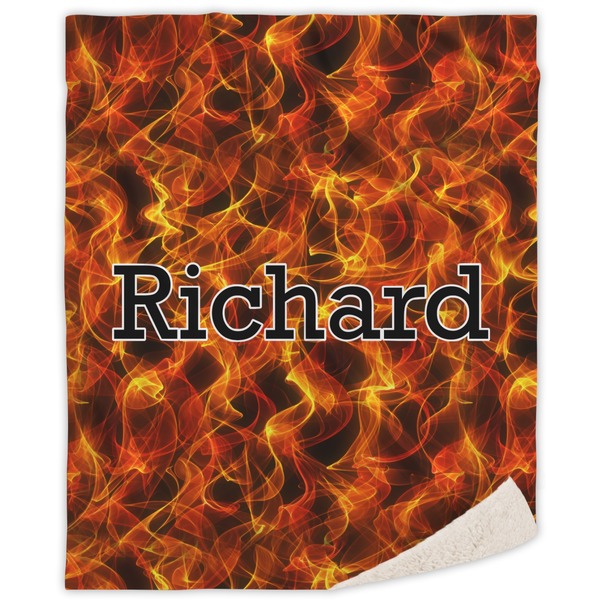 Custom Fire Sherpa Throw Blanket (Personalized)