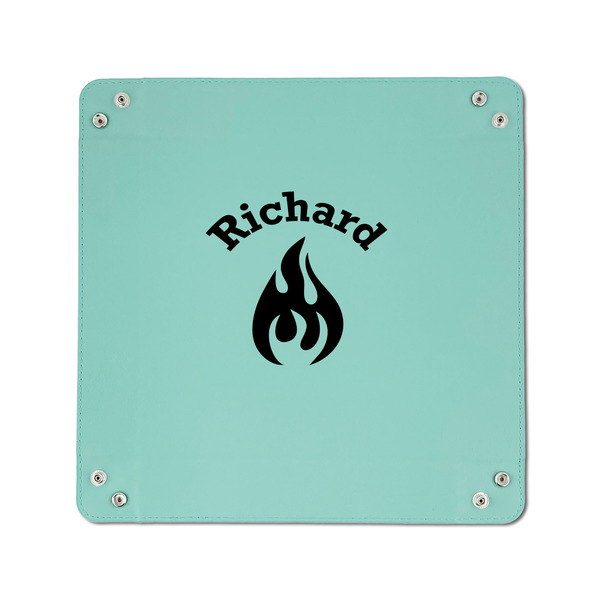 Fire 6" x 6" Teal Leatherette Snap Up Tray - APPROVAL