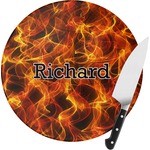 Fire Round Glass Cutting Board - Small (Personalized)