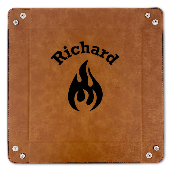 Fire 9" x 9" Leatherette Snap Up Tray - APPROVAL (FLAT)
