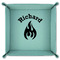 Fire 9" x 9" Teal Leatherette Snap Up Tray - FOLDED