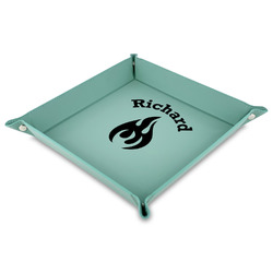 Fire 9" x 9" Teal Faux Leather Valet Tray (Personalized)