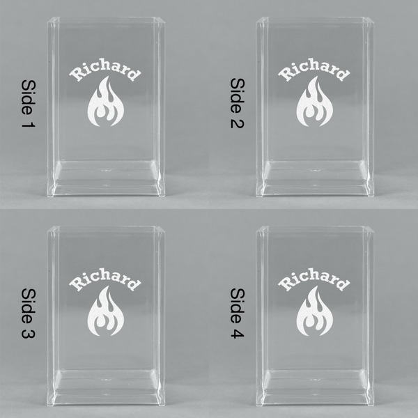 Fire Acrylic Pen Holder - All Sides