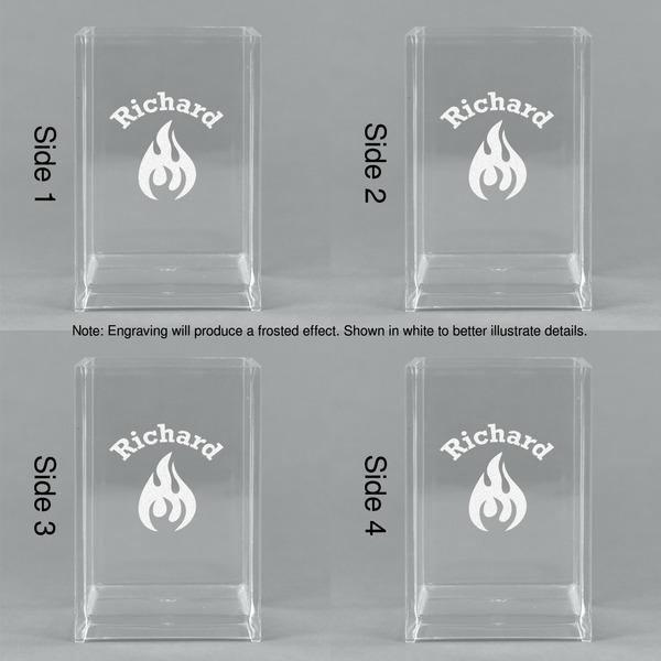 Fire Acrylic Pen Holder - All Sides
