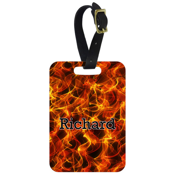 Custom Fire Metal Luggage Tag w/ Name or Text